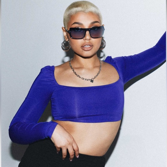 Princess Polly Rogers Long Sleeve Blue Top - Picture 1 of 3